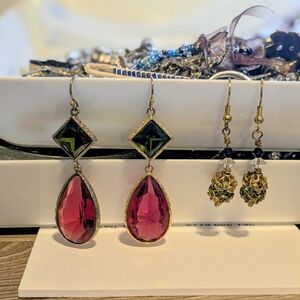 Vintage Glass Drop Earrings Set